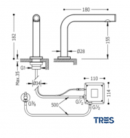 GRIFO LAVABO ELECTRONICO TOUCH TRES MEDIDAS